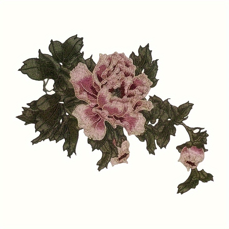 Large Embroidered 3D Peony Flowers Sew Patches for Dresses